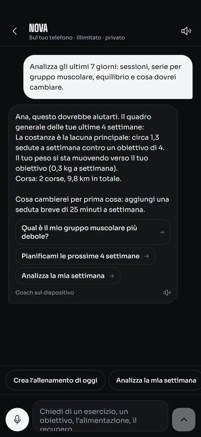 Una conversazione con il coach sul dispositivo