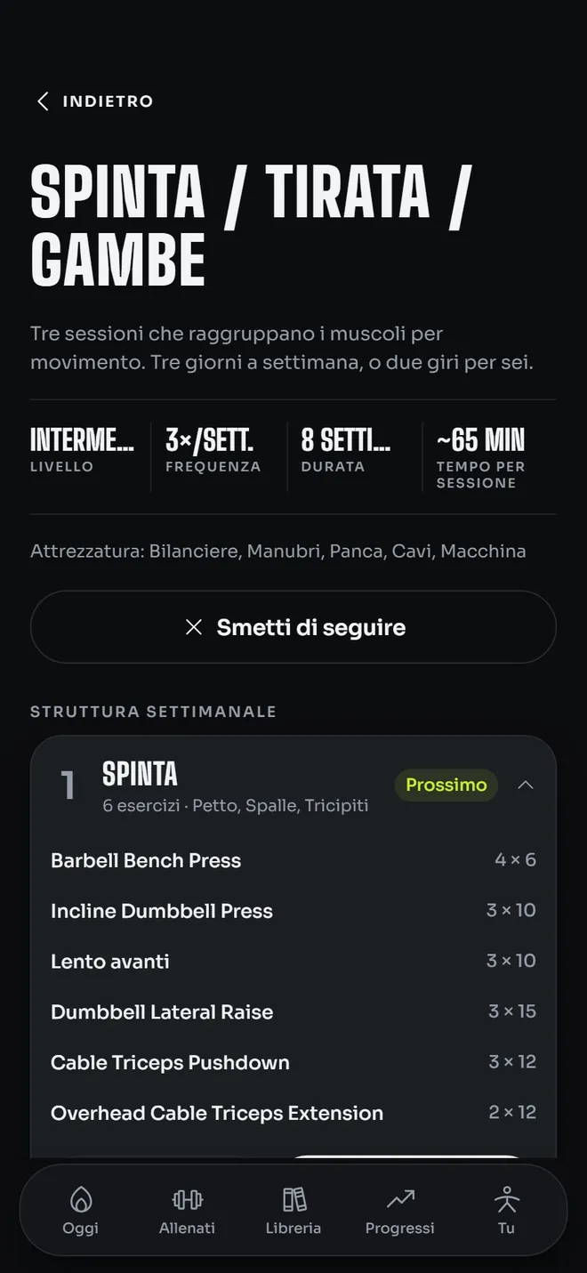 La struttura settimanale di un programma: sessioni, esercizi, serie e ripetizioni