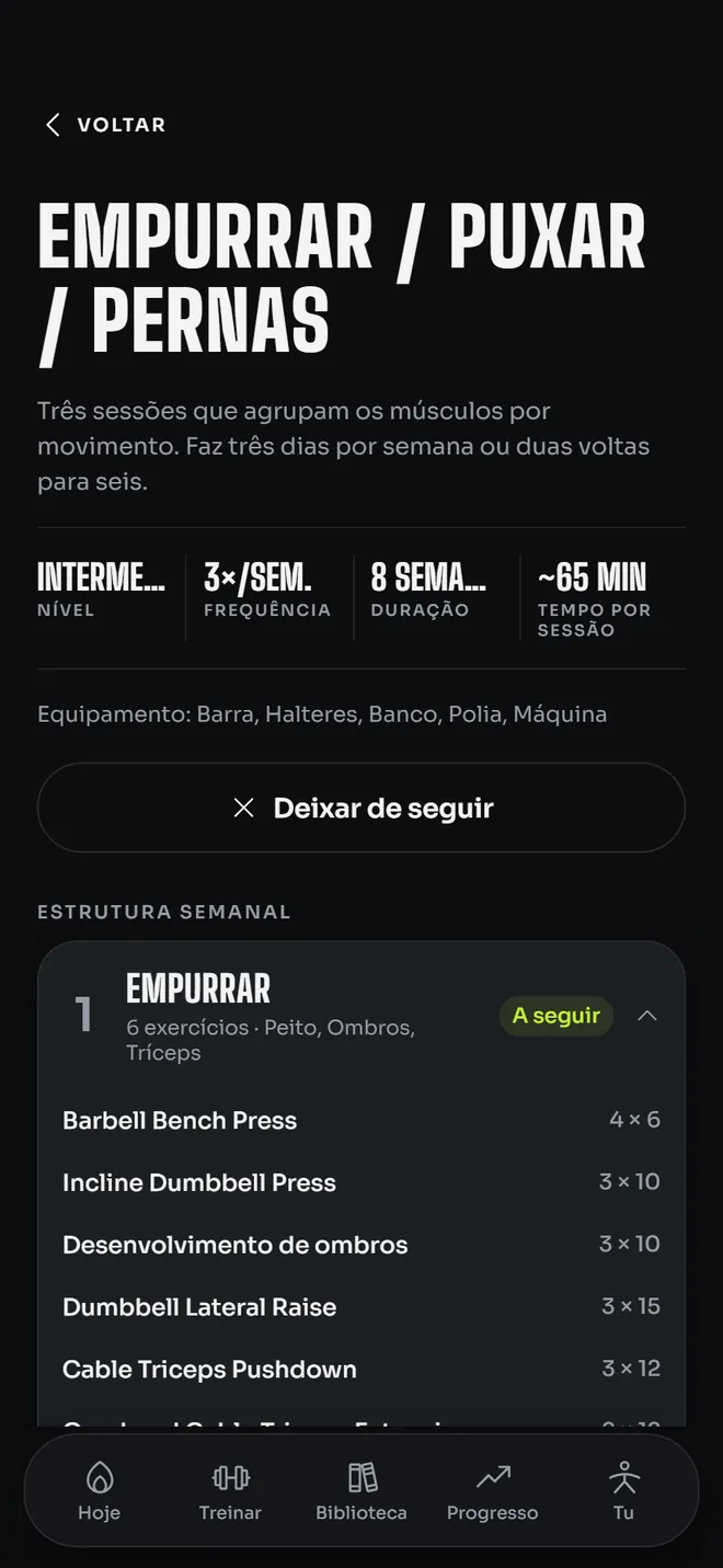 A estrutura semanal de um programa: sessões, exercícios, séries e repetições